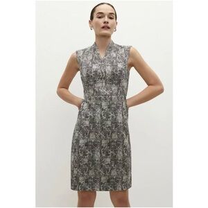 NWOT MM Lafleur Aditi Black Off White Crackle Print Sheath Dress sz 4 mandarin